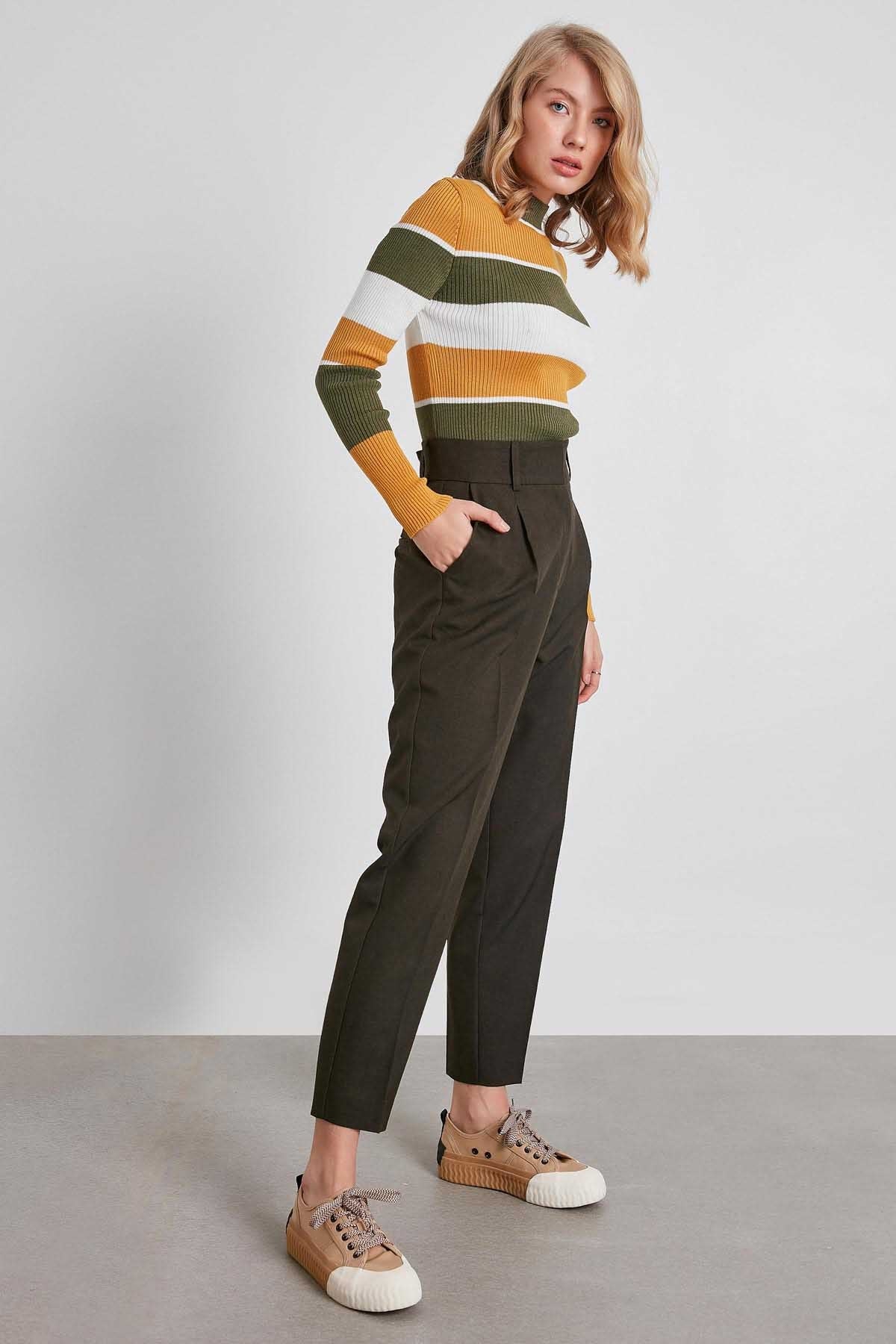HIGH WAIST FABRIC TROUSERS