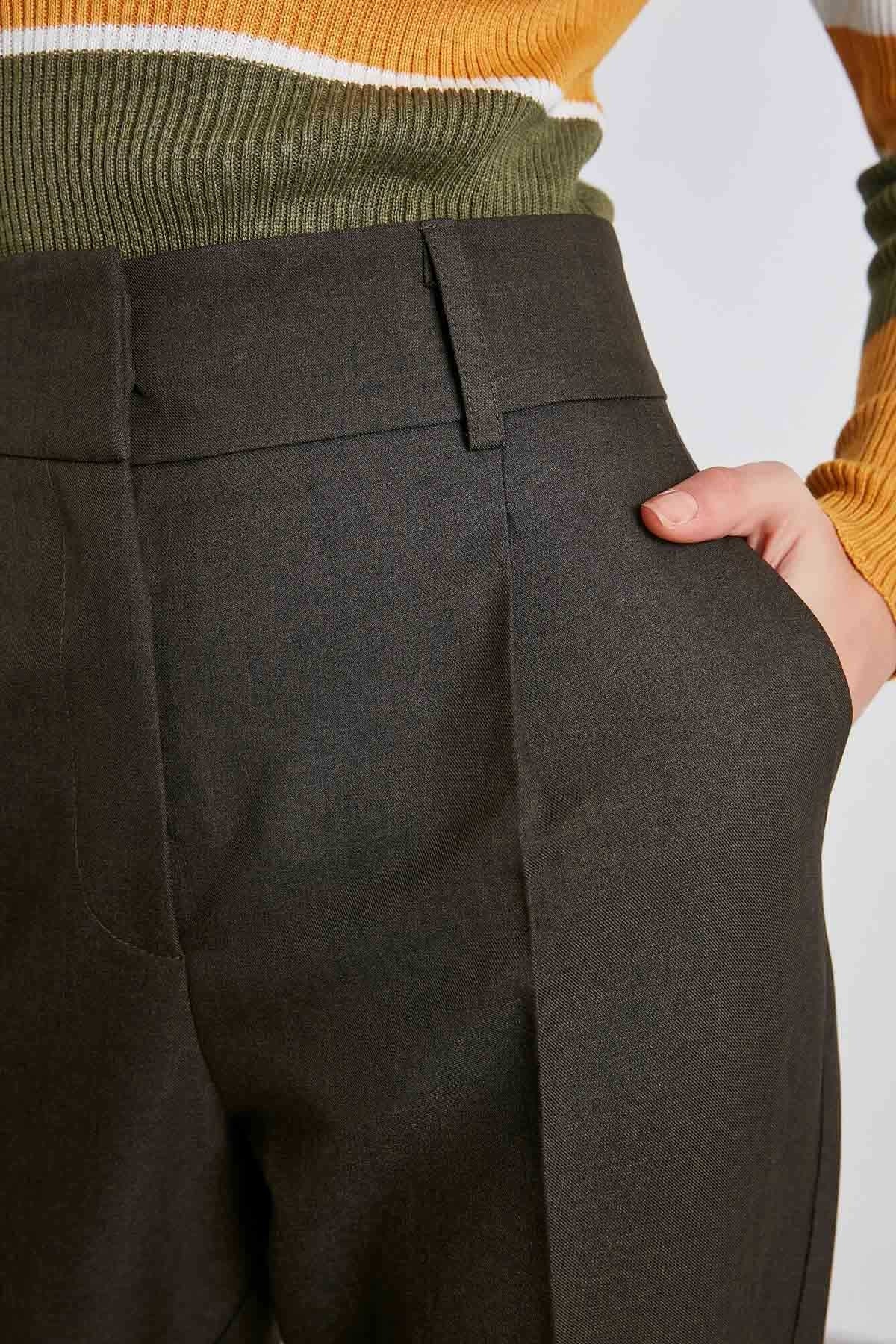 HIGH WAIST FABRIC TROUSERS