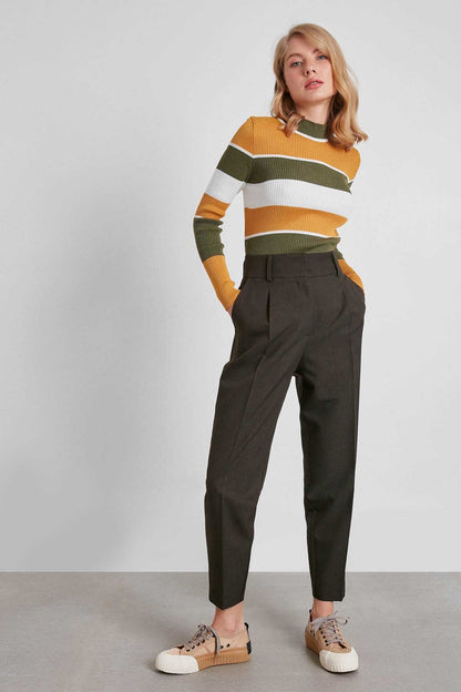 HIGH WAIST FABRIC TROUSERS