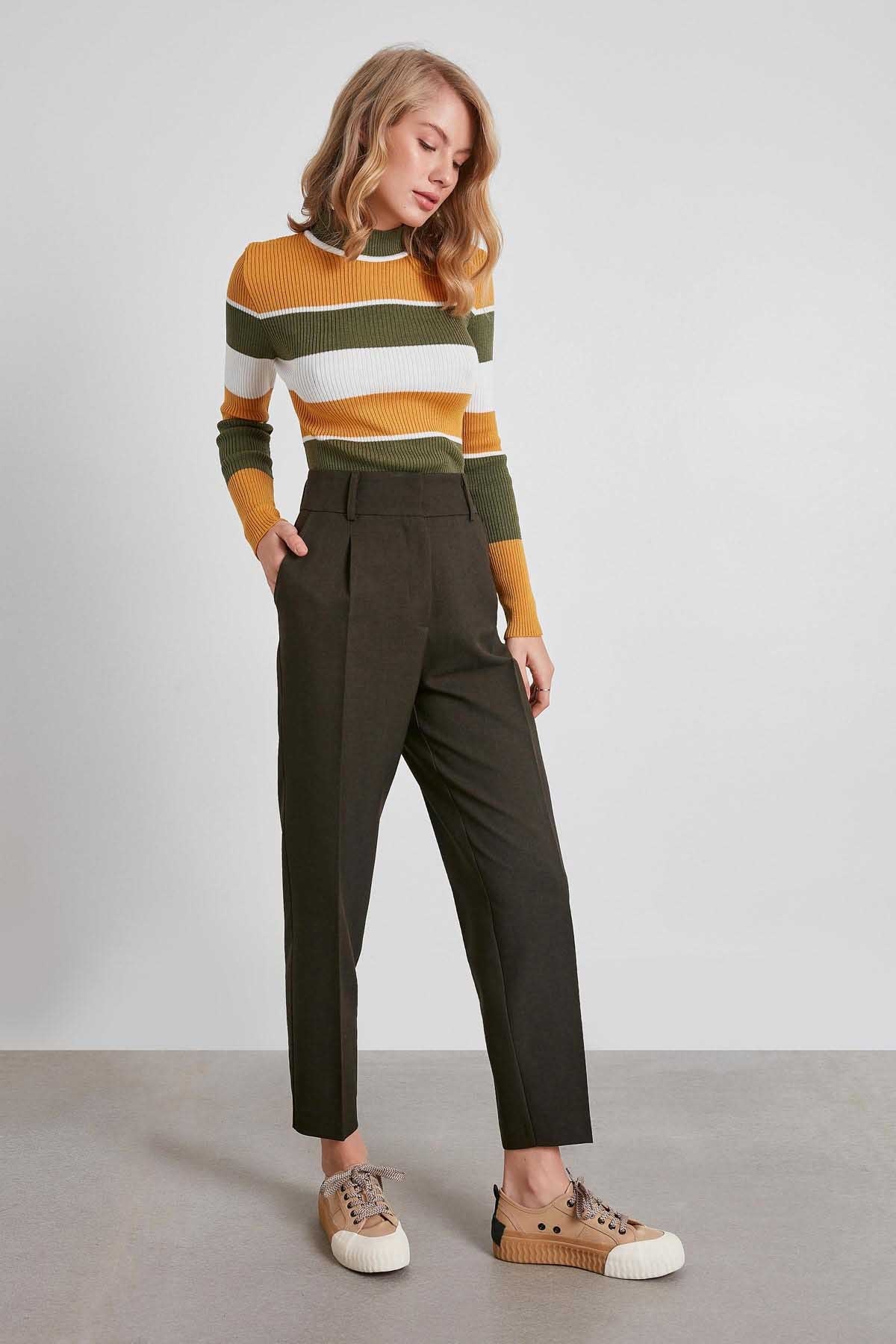 HIGH WAIST FABRIC TROUSERS