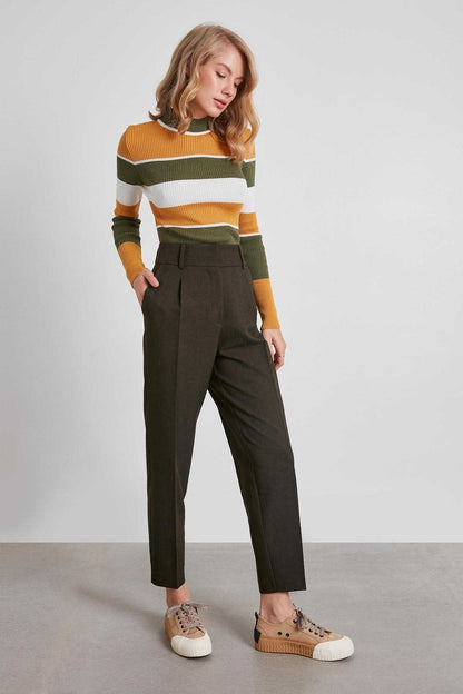 HIGH WAIST FABRIC TROUSERS