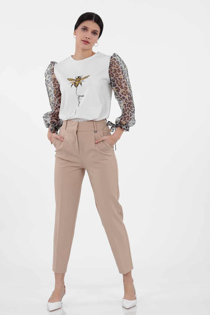 HIGH WAIST FABRIC TROUSERS