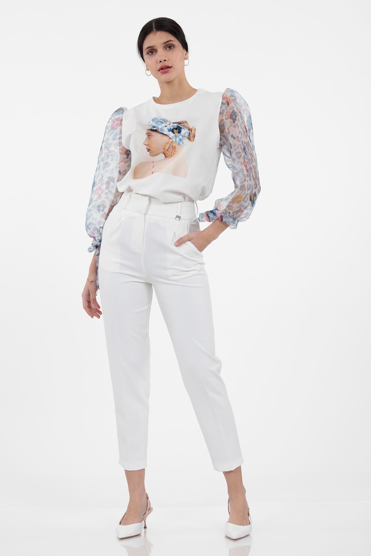 HIGH WAIST FABRIC TROUSERS