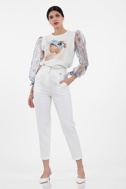 HIGH WAIST FABRIC TROUSERS