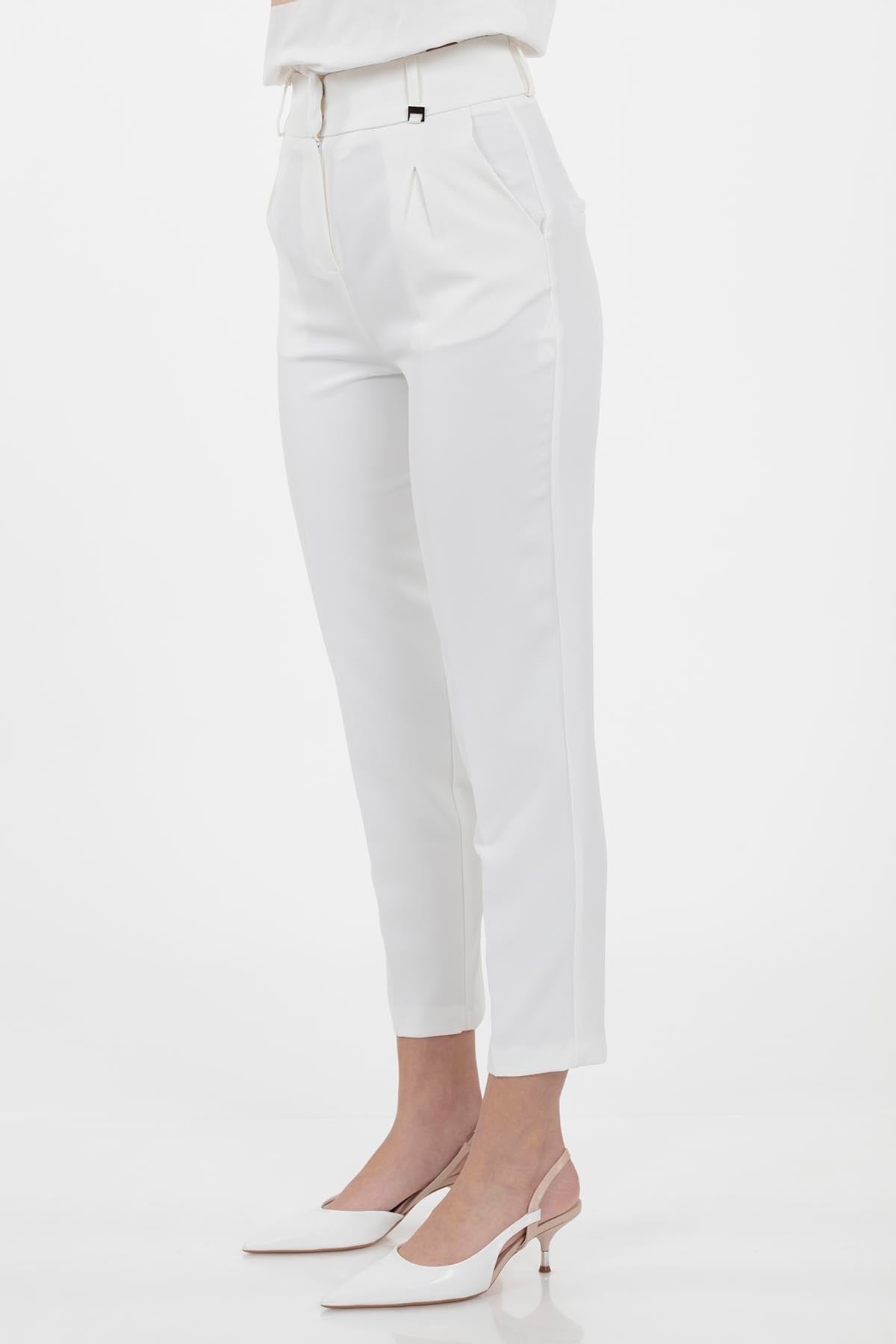 HIGH WAIST FABRIC TROUSERS