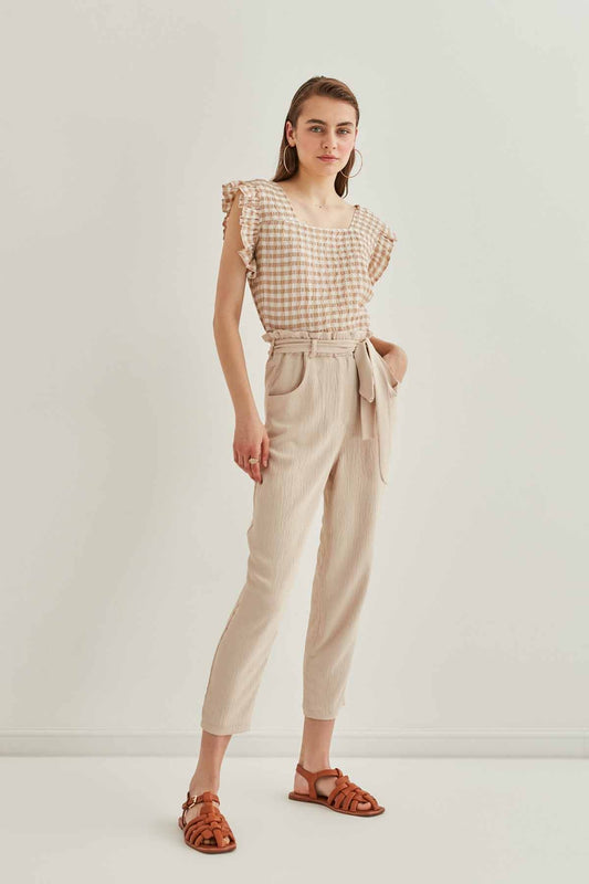 CROP TROUSERS WITH HIGH WAIST BELT ARCHES