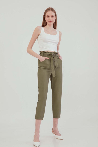 CROP TROUSERS WITH HIGH WAIST BELT ARCHES