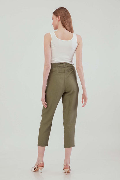 CROP TROUSERS WITH HIGH WAIST BELT ARCHES