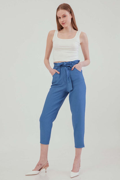 CROP TROUSERS WITH HIGH WAIST BELT ARCHES