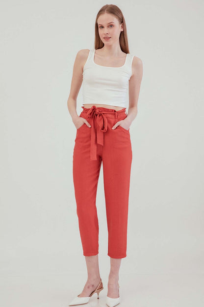 CROP TROUSERS WITH HIGH WAIST BELT ARCHES