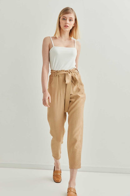 CROP TROUSERS WITH HIGH WAIST BELT ARCHES