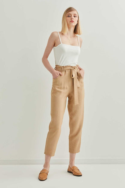 CROP TROUSERS WITH HIGH WAIST BELT ARCHES