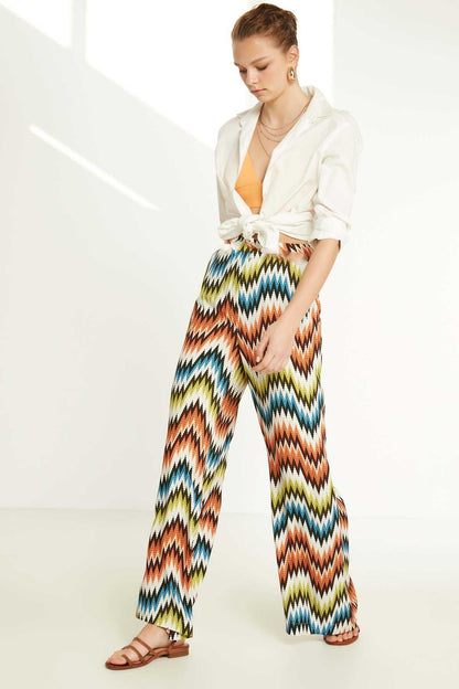 HIGH WAIST COLOR PATTERN TROUSERS