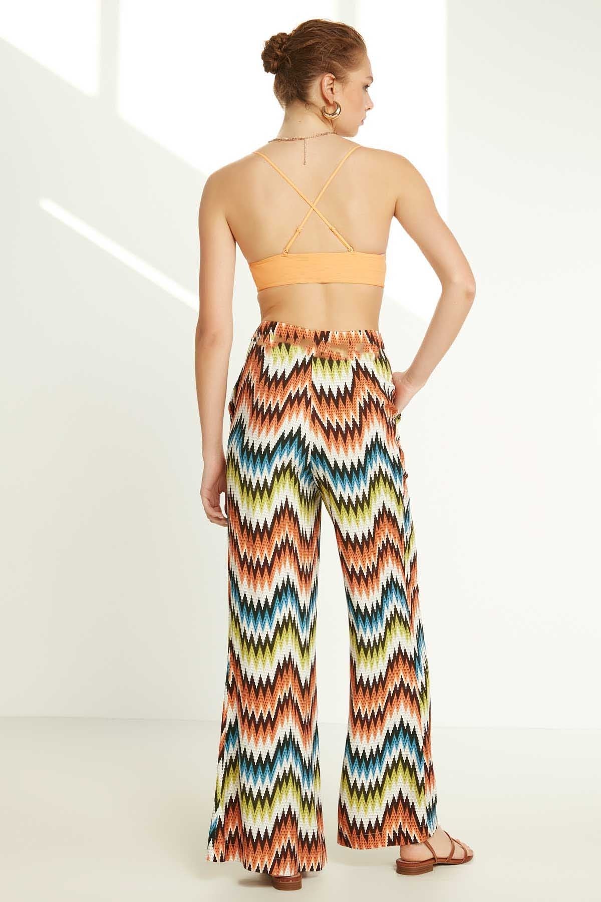 HIGH WAIST COLOR PATTERN TROUSERS