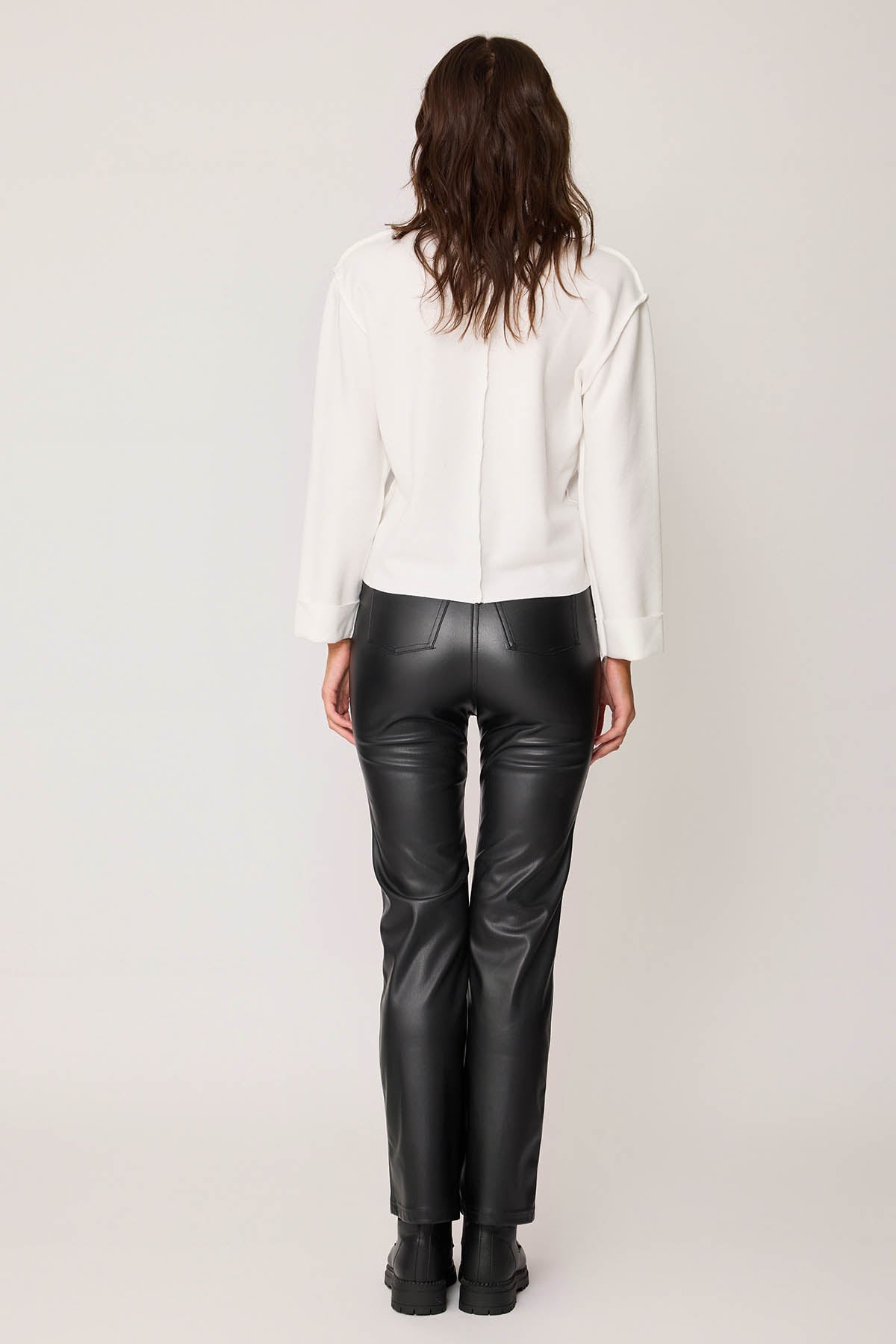HIGH WAIST FAUX LEATHER TROUSERS