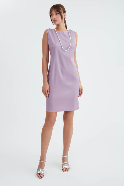 ROUND COLLAR SLEEVELESS DRESS
