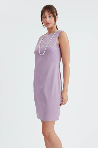 ROUND COLLAR SLEEVELESS DRESS