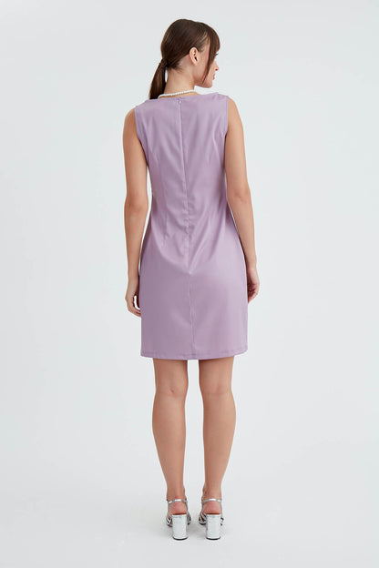 ROUND COLLAR SLEEVELESS DRESS