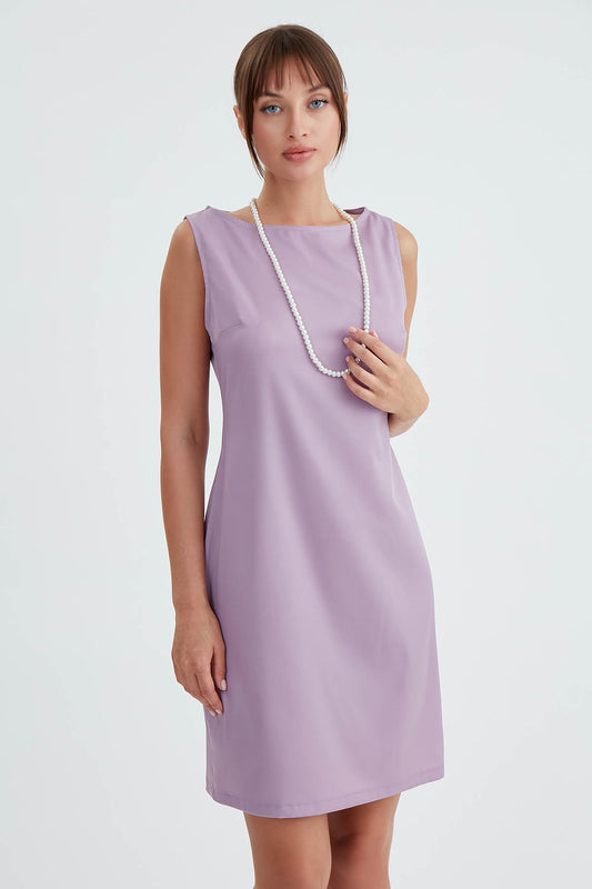 ROUND COLLAR SLEEVELESS DRESS