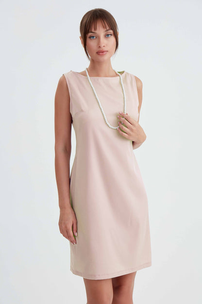 ROUND COLLAR SLEEVELESS DRESS