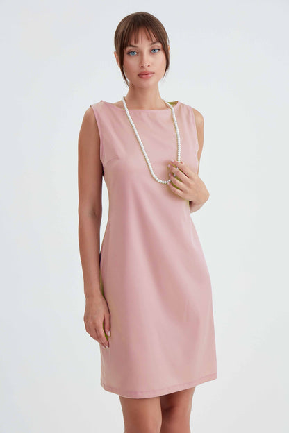 ROUND COLLAR SLEEVELESS DRESS