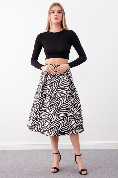 ROUND COLLAR LONG SLEEVE CROP BLOUSE
