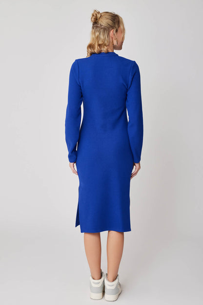ROUND COLLAR LONG KNITTED DRESS