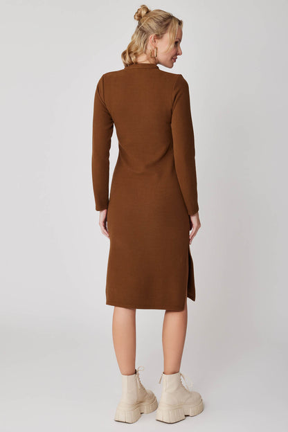 ROUND COLLAR LONG KNITTED DRESS