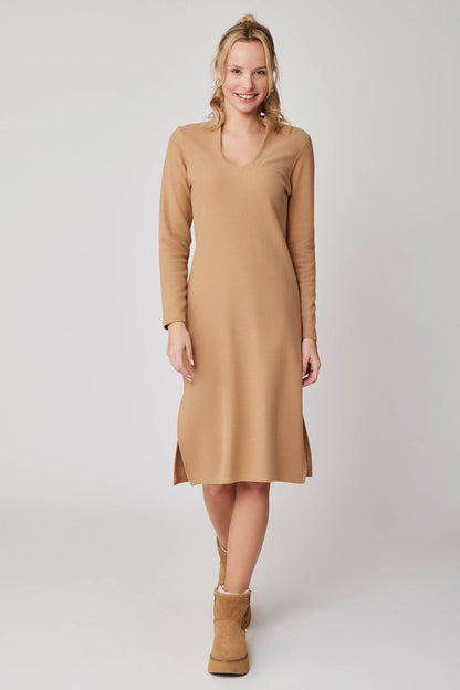ROUND COLLAR LONG KNITTED DRESS