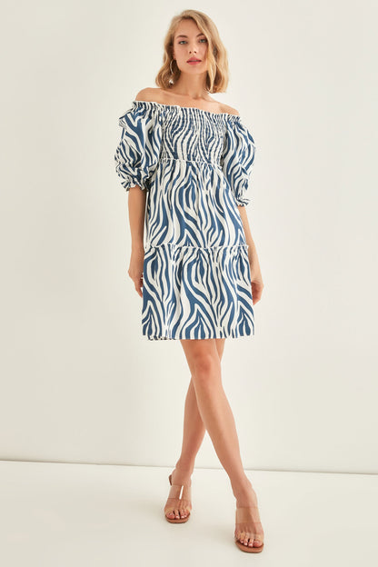 ZEBRA DESCENT COILED DRESS