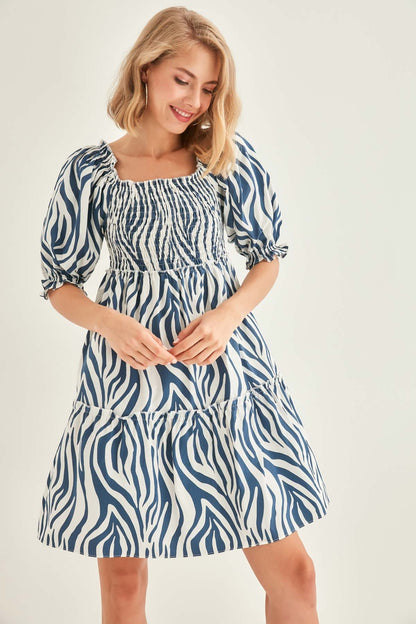 ZEBRA DESCENT COILED DRESS