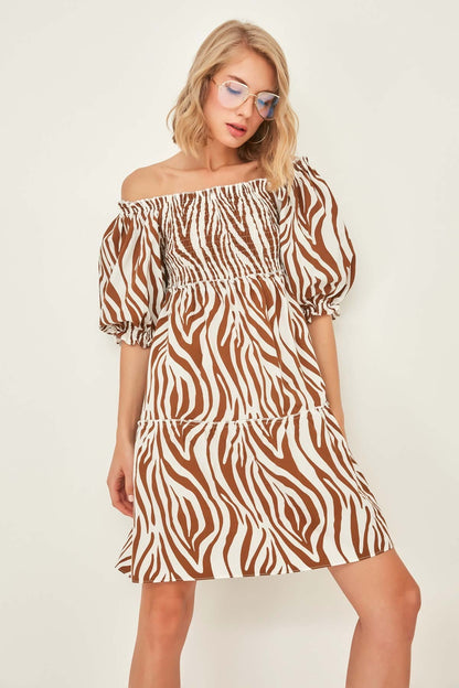 ZEBRA DESCENT COILED DRESS