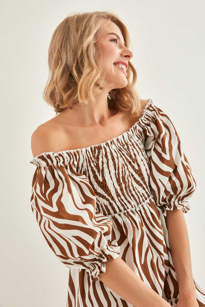 ZEBRA DESCENT COILED DRESS