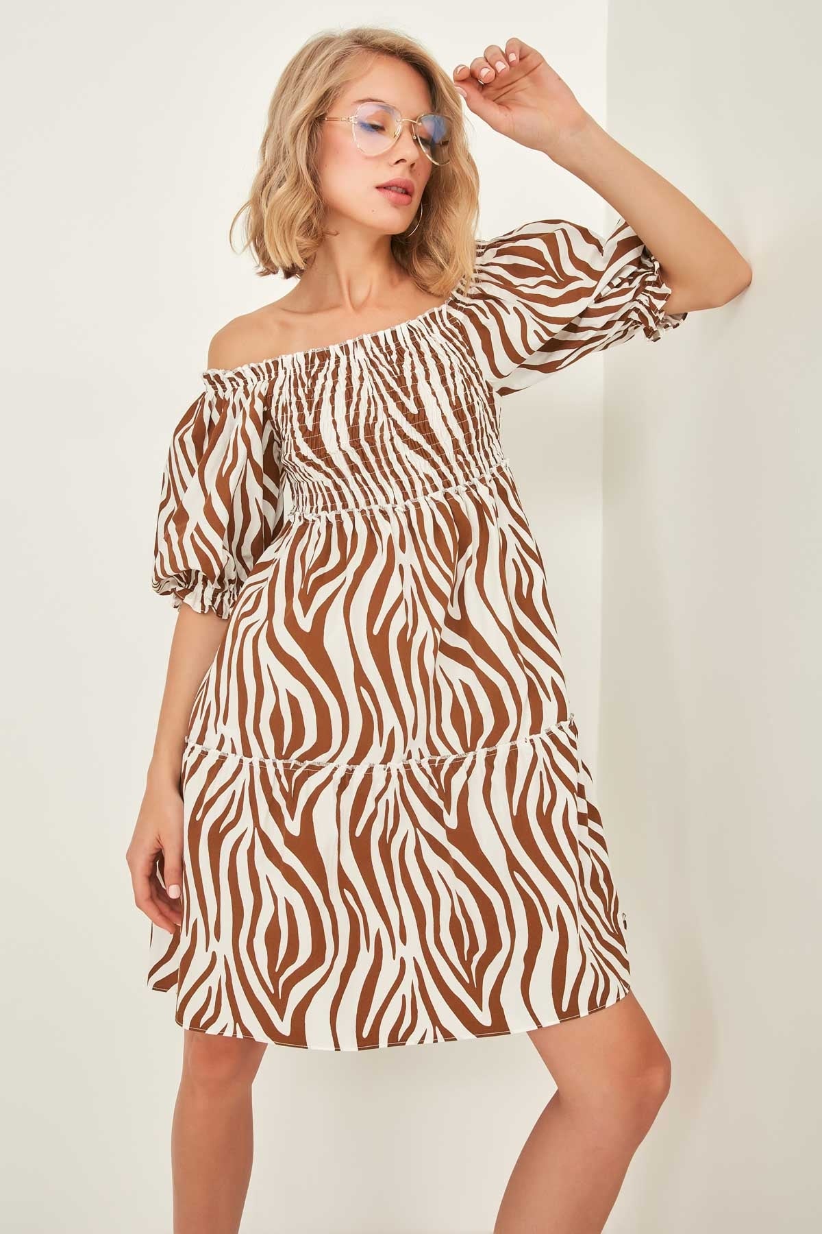 ZEBRA DESCENT COILED DRESS