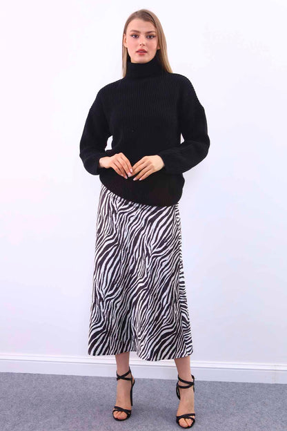 ZEBRA PATTERN SATIN SKIRT