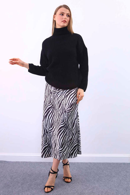 ZEBRA PATTERN SATIN SKIRT
