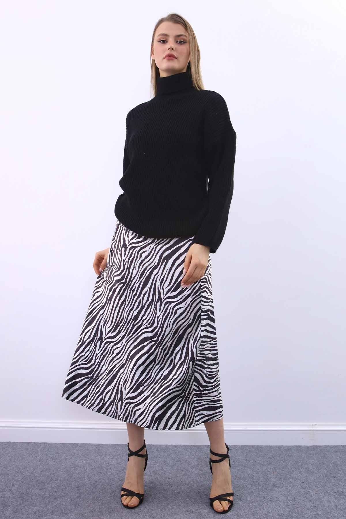 ZEBRA PATTERN SATIN SKIRT