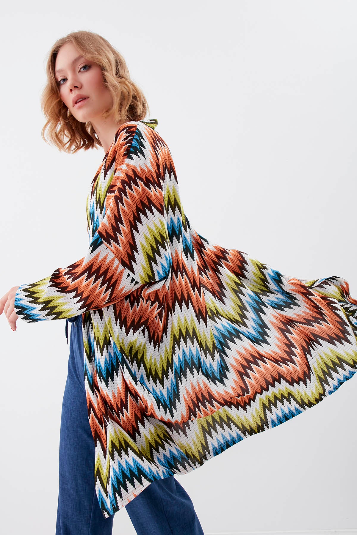 ZIGZAG-PATTERNED LOOSE CARDIGAN