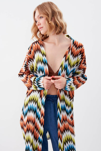 ZIGZAG-PATTERNED LOOSE CARDIGAN