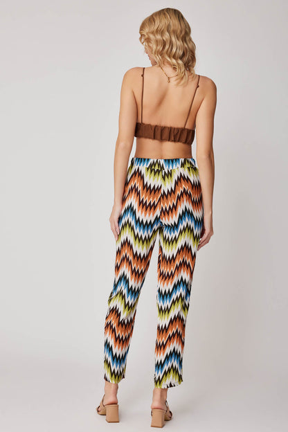 ZIGZAG PATTERNED WAIST BINDING TROUSERS